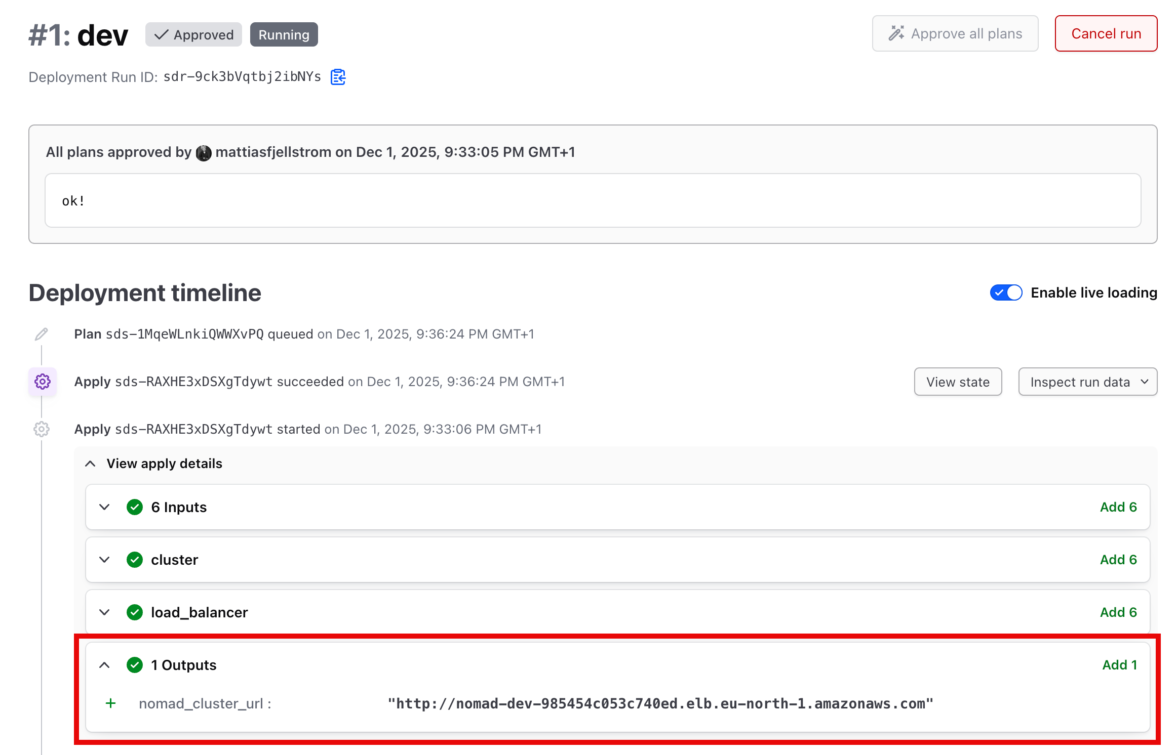 View outputs in the HCP Terraform stacks UI